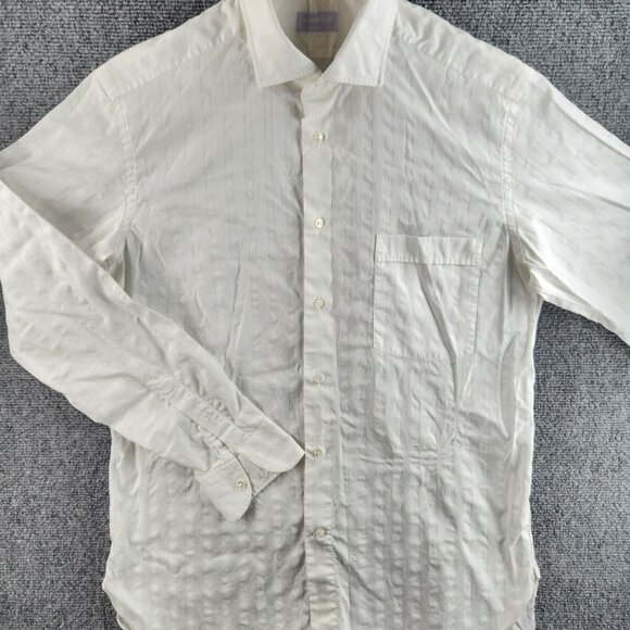 Lorenzini White Button Up Shirt Long Sleeve Hand Made Italy Cotton Bespoke 15.5 - Picture 3 of 16